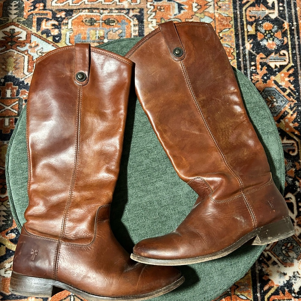 FRYE cognac brown leather Melissa boot tall size 7.